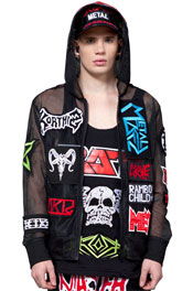 Color Embroidered Patch Mesh Hoodie