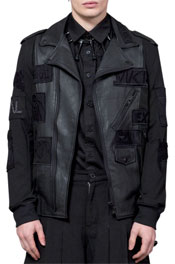 Solid Embroidery Patch Leather Riders Jacket