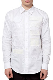White Embroidered Patch Shirt / White