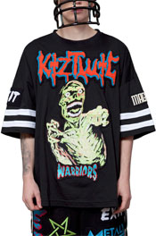 Zombie Embroidery Patched Big T-Shirt / Black